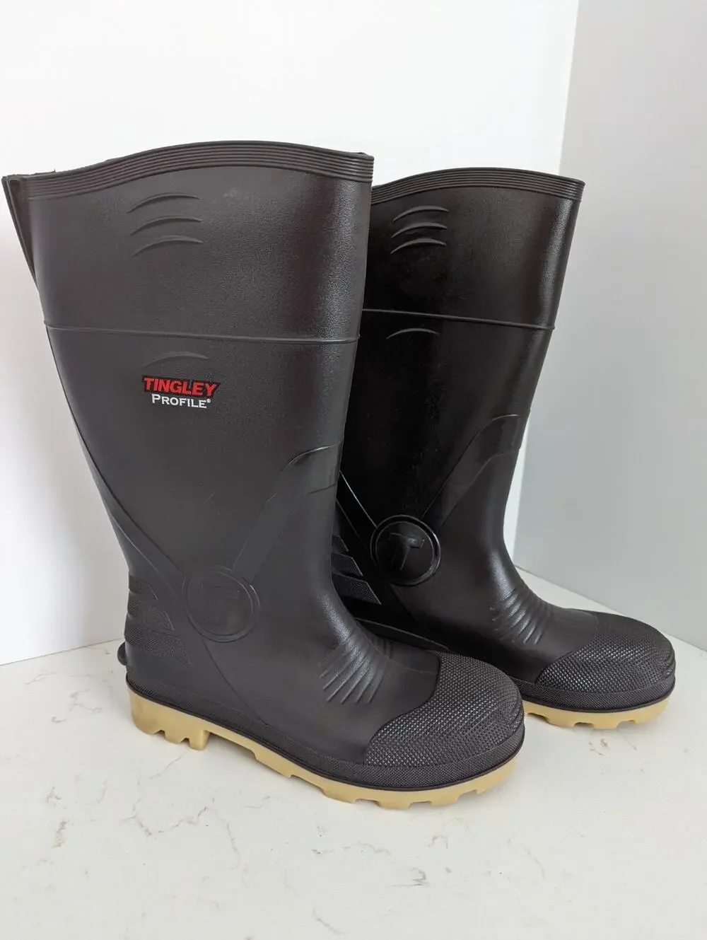 Tingley Profile Rubber Plain Toe Knee Boots Women 8 Men 6 Brown Waterproof